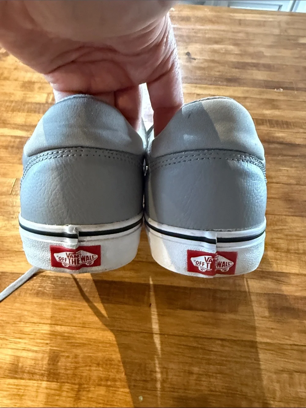 Mens Vans Old Skool Gray and White Leather Size 12 (w) - Picture 4 of 6